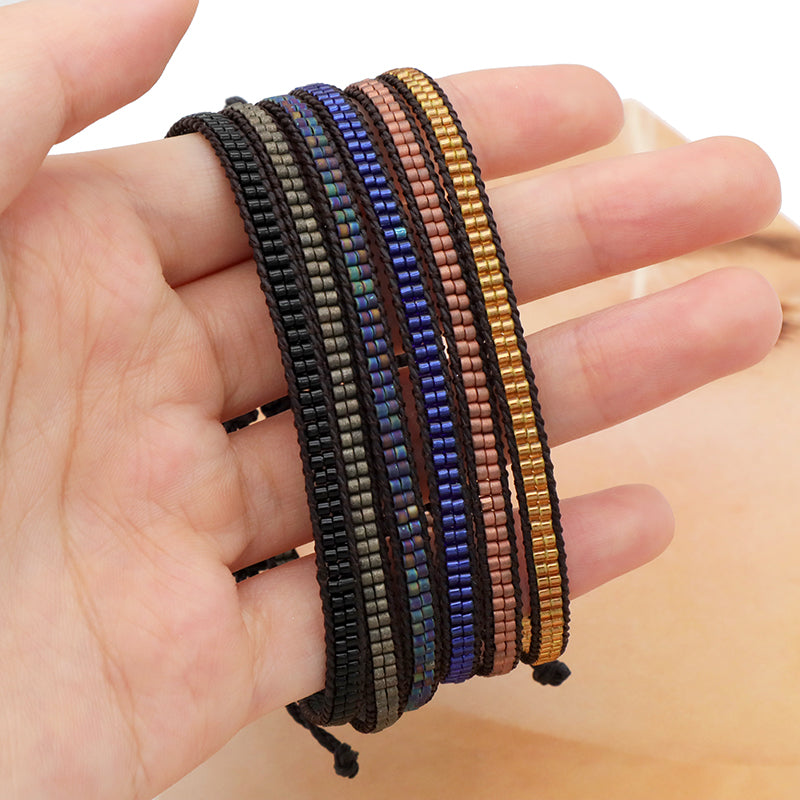 Oem Custom Handmade Fashion Wax Wire Adjust Thread Miyuki Beads Bracelet