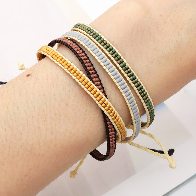 Oem Custom Handmade Fashion Wax Wire Adjust Thread Miyuki Beads Bracelet