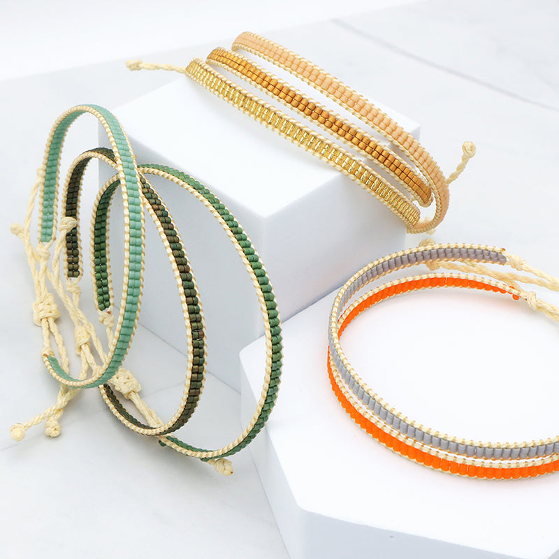Oem Custom Handmade Fashion Wax Wire Adjust Thread Miyuki Beads Bracelet