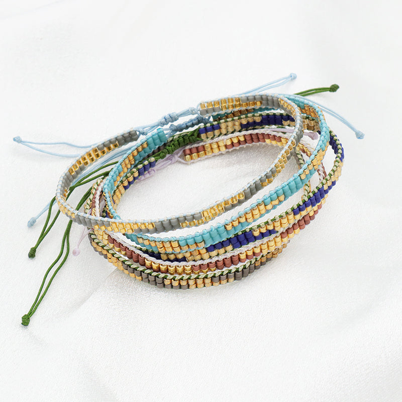 Custom High Quality Handmade Fashion Girl Woman Jewelry Adjust Cotton Wire Thread Miyuki Beads Bracelet