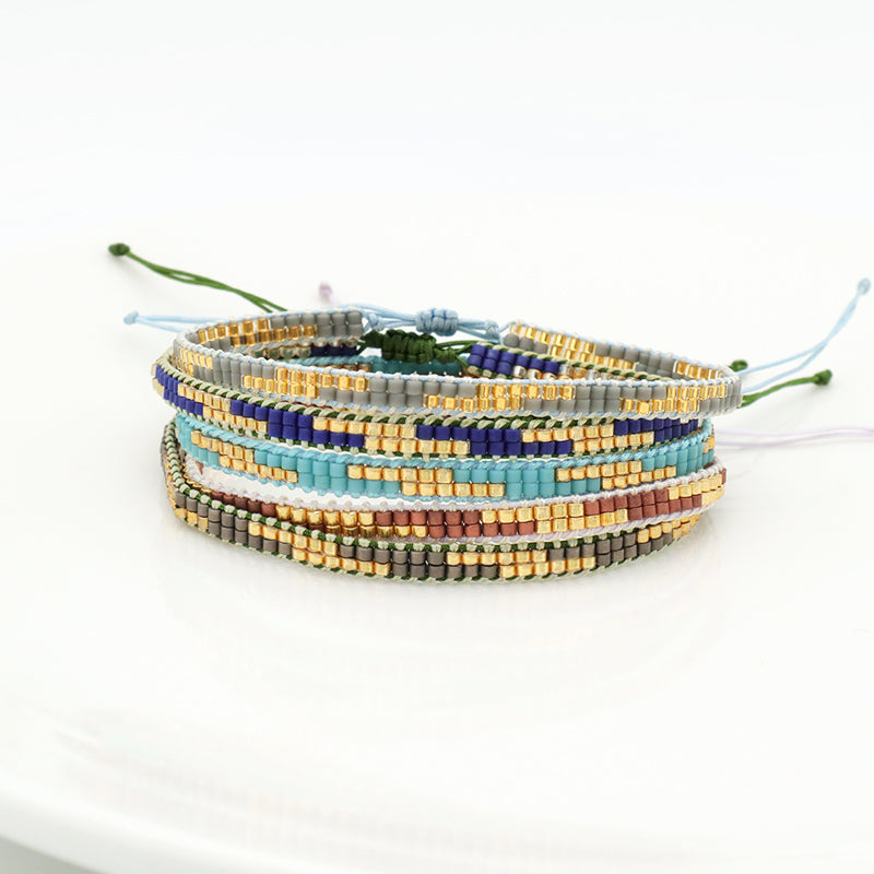 Custom High Quality Handmade Fashion Girl Woman Jewelry Adjust Cotton Wire Thread Miyuki Beads Bracelet