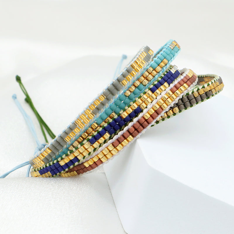 Custom High Quality Handmade Fashion Girl Woman Jewelry Adjust Cotton Wire Thread Miyuki Beads Bracelet