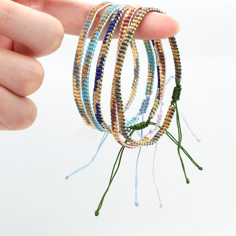 Custom High Quality Handmade Fashion Girl Woman Jewelry Adjust Cotton Wire Thread Miyuki Beads Bracelet