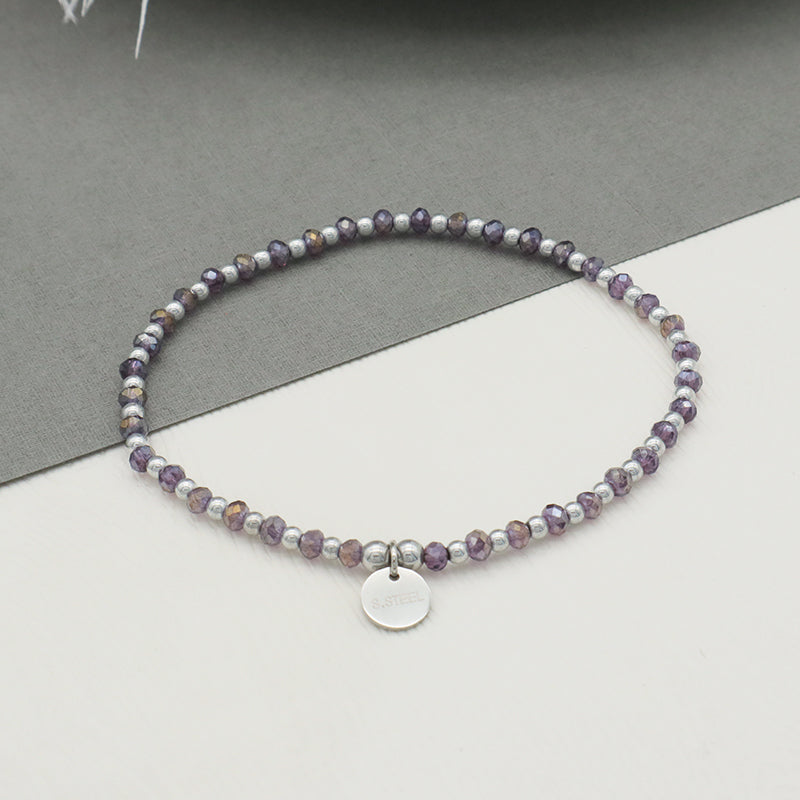 Good Quality  Wholesale Trendy Women Custom Jewelry Purple Glass Crystal Charm Bracelet Handmade Beads Bracelets Set