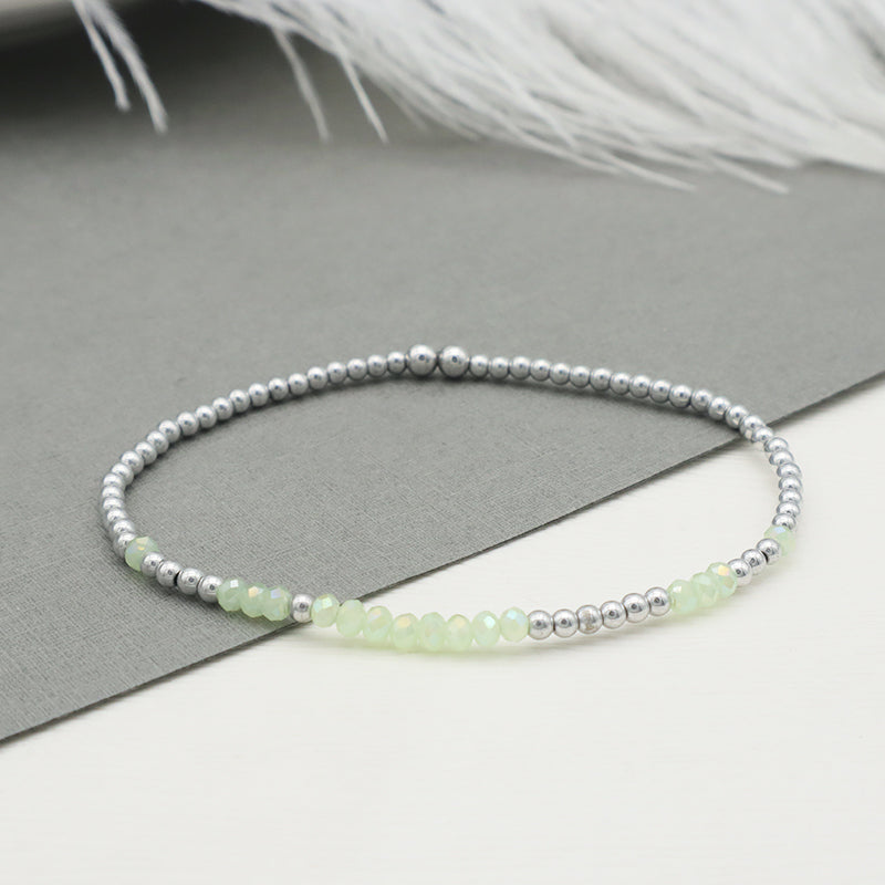 Wholesale Custom Fashion Women Girls Kids Jewelry Green Glass Crystal Bracelet Charms Beads Bracelets Set