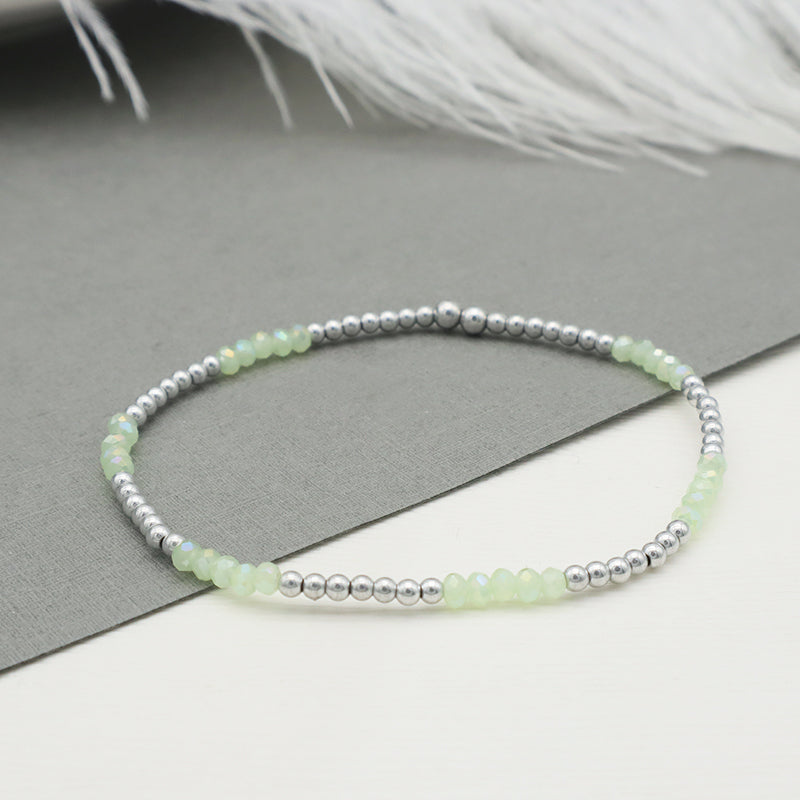 Wholesale Custom Fashion Women Girls Kids Jewelry Green Glass Crystal Bracelet Charms Beads Bracelets Set