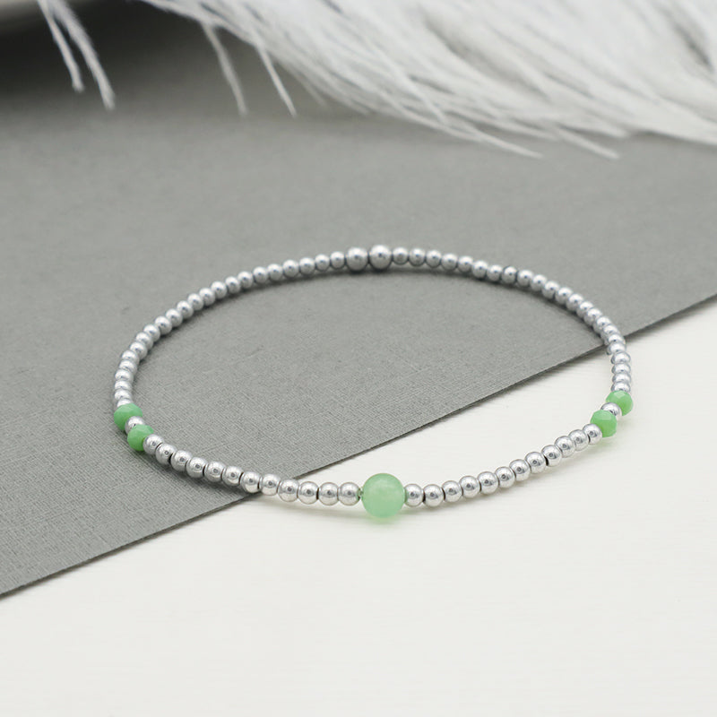 Wholesale Custom Fashion Women Girls Kids Jewelry Green Glass Crystal Bracelet Charms Beads Bracelets Set