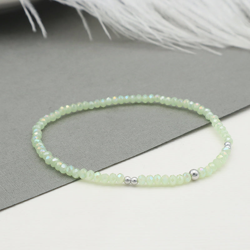Wholesale Custom Fashion Women Girls Kids Jewelry Green Glass Crystal Bracelet Charms Beads Bracelets Set