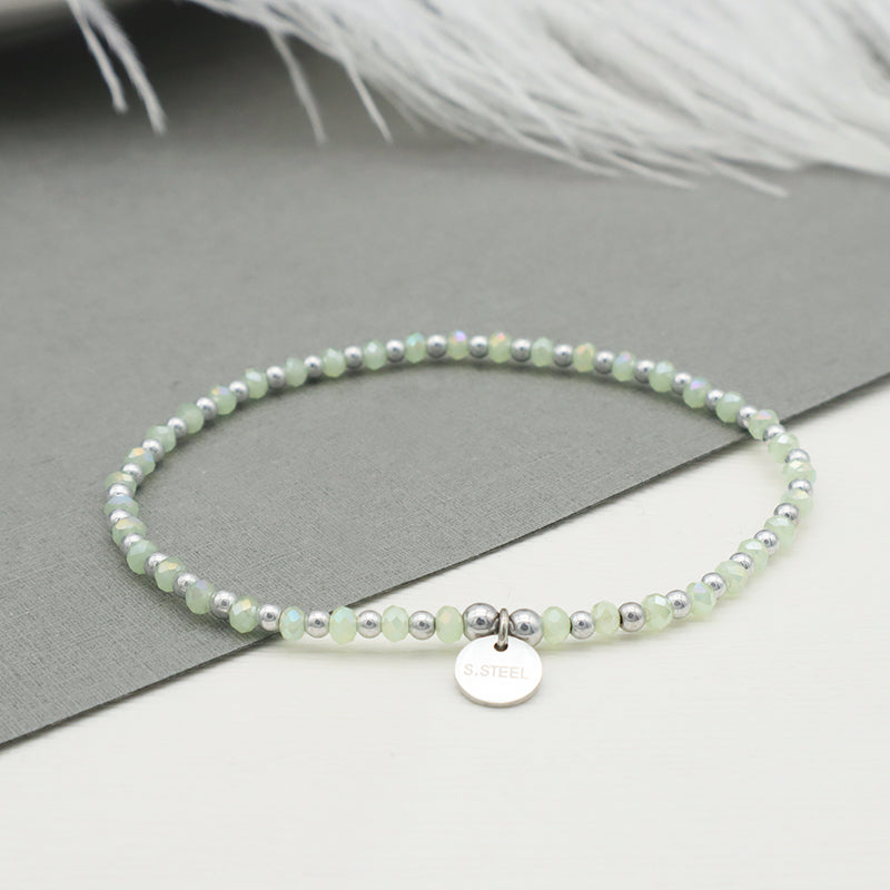 Wholesale Custom Fashion Women Girls Kids Jewelry Green Glass Crystal Bracelet Charms Beads Bracelets Set