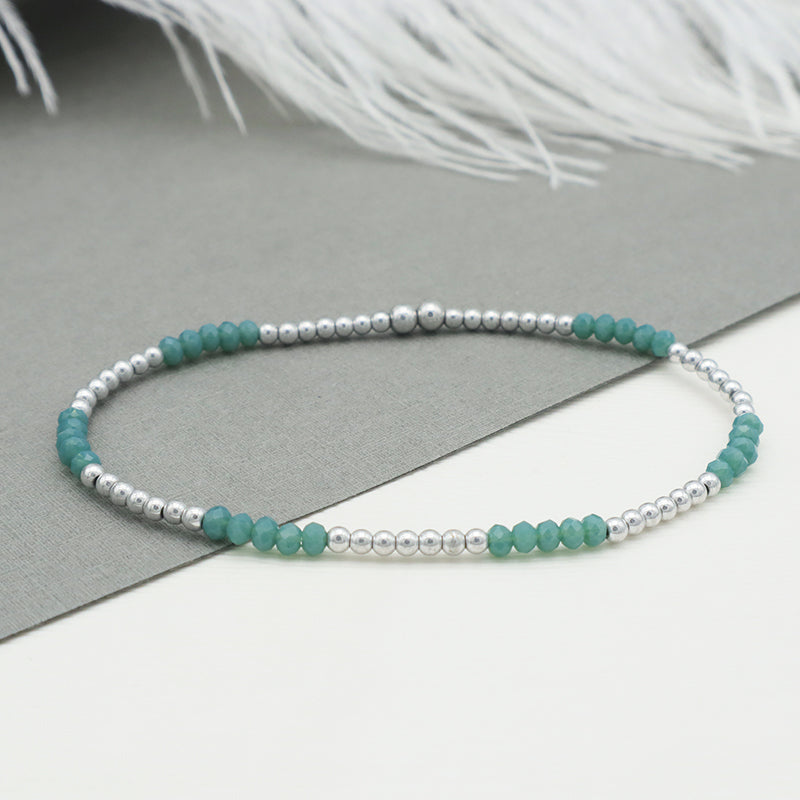 Summer Wholesale Trendy Handmade Jewelry Set Woman Kid Baby Blue Glass Crystal Custom Bracelets Charms Beads Bracelet Bangle