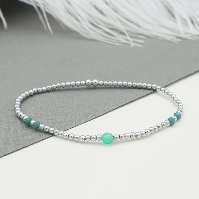 Summer Wholesale Trendy Handmade Jewelry Set Woman Kid Baby Blue Glass Crystal Custom Bracelets Charms Beads Bracelet Bangle