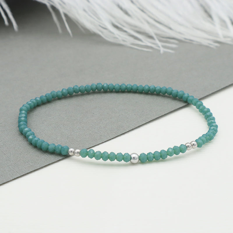 Summer Wholesale Trendy Handmade Jewelry Set Woman Kid Baby Blue Glass Crystal Custom Bracelets Charms Beads Bracelet Bangle