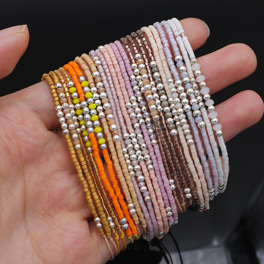 Miyuki Vintage Beads Double Laminar Beaded Bracelet Fashion Ladies Multi Color Handmade Miyuki Beads Bracelet Jewelry