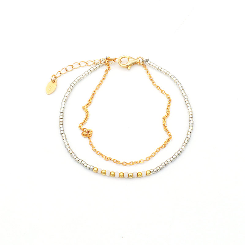 Multi Color Handmade 925 sterling silver Glass crystal Miyuki beads Bracelet adjustable Double layer Gold Plated beaded bracelet