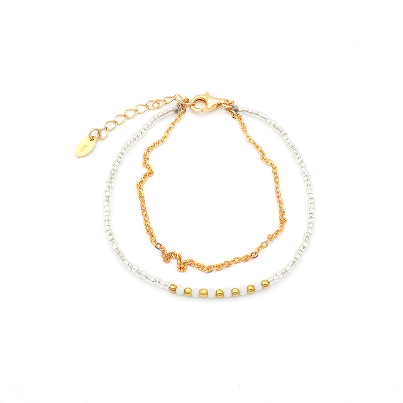 Multi Color Handmade 925 sterling silver Glass crystal Miyuki beads Bracelet adjustable Double layer Gold Plated beaded bracelet