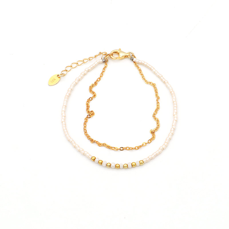 Multi Color Handmade 925 sterling silver Glass crystal Miyuki beads Bracelet adjustable Double layer Gold Plated beaded bracelet