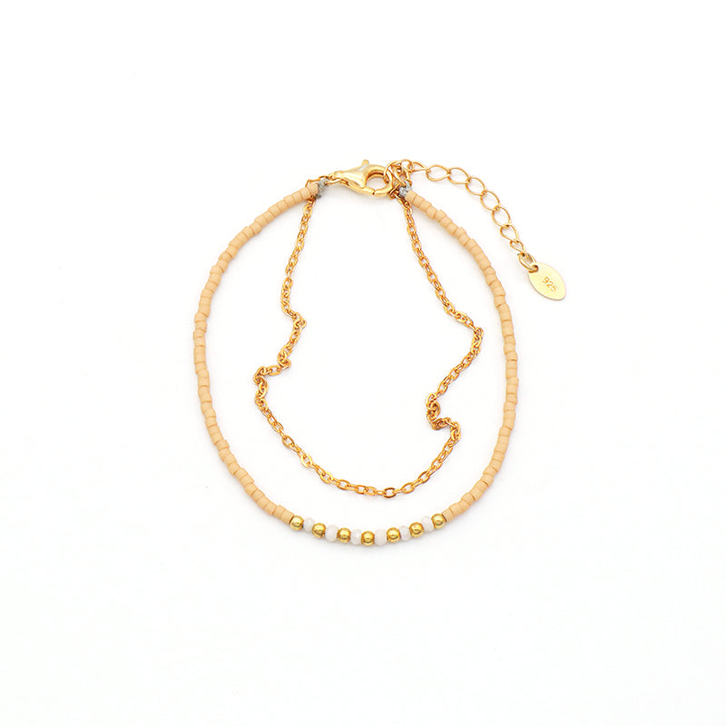 Multi Color Handmade 925 sterling silver Glass crystal Miyuki beads Bracelet adjustable Double layer Gold Plated beaded bracelet