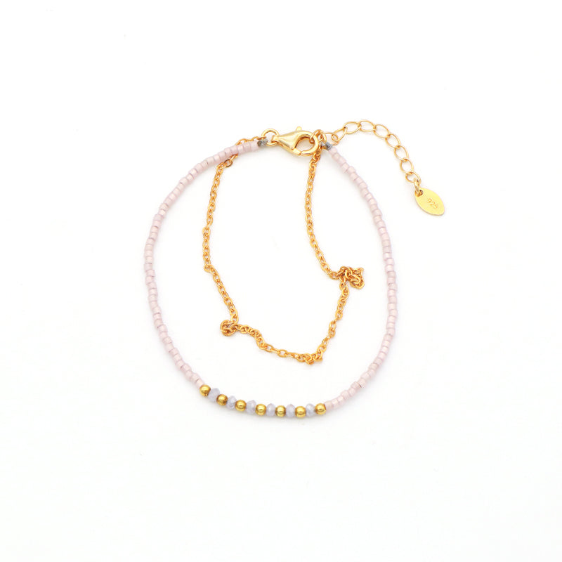 Multi Color Handmade 925 sterling silver Glass crystal Miyuki beads Bracelet adjustable Double layer Gold Plated beaded bracelet