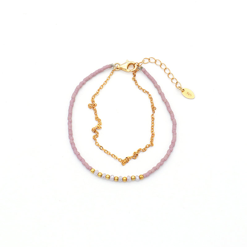 Multi Color Handmade 925 sterling silver Glass crystal Miyuki beads Bracelet adjustable Double layer Gold Plated beaded bracelet