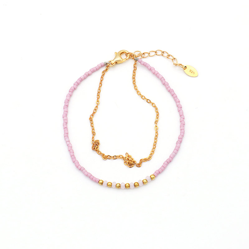 Multi Color Handmade 925 sterling silver Glass crystal Miyuki beads Bracelet adjustable Double layer Gold Plated beaded bracelet