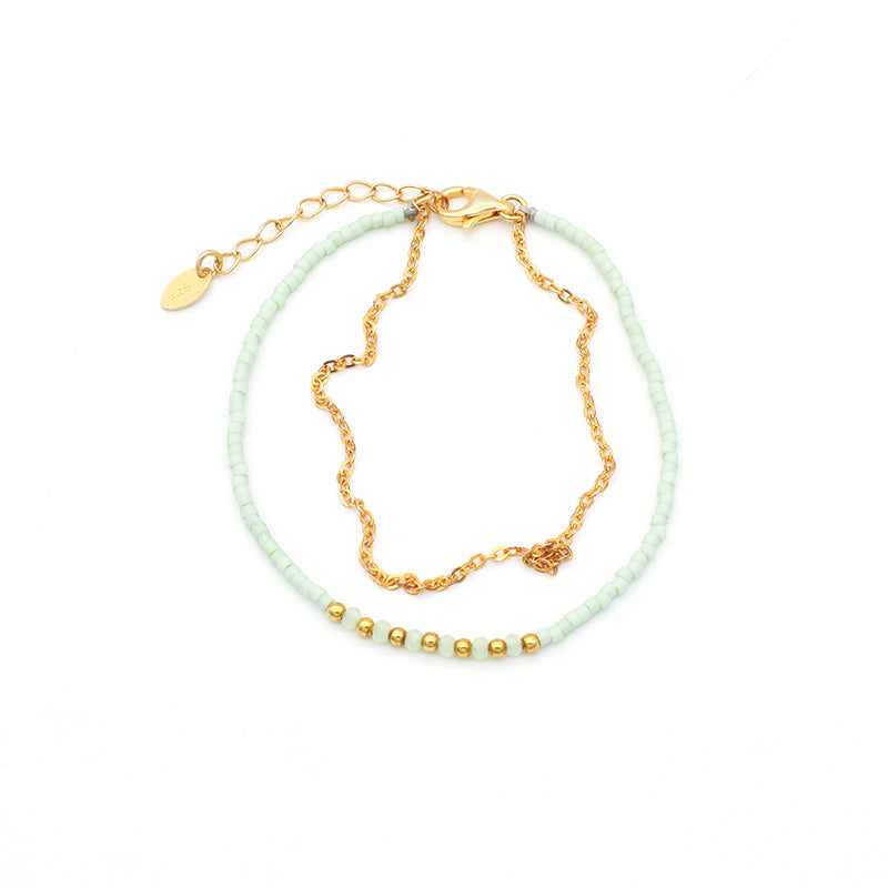 Multi Color Handmade 925 sterling silver Glass crystal Miyuki beads Bracelet adjustable Double layer Gold Plated beaded bracelet