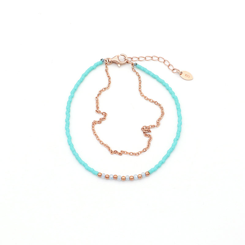 Multi Color Handmade 925 sterling silver Glass crystal Miyuki beads Bracelet adjustable Double layer Gold Plated beaded bracelet