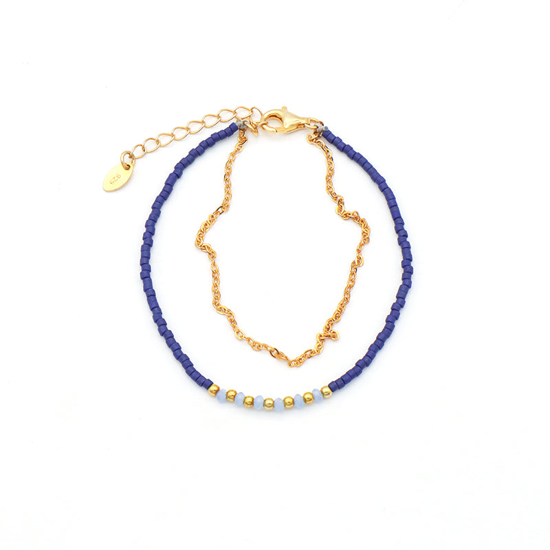 Multi Color Handmade 925 sterling silver Glass crystal Miyuki beads Bracelet adjustable Double layer Gold Plated beaded bracelet