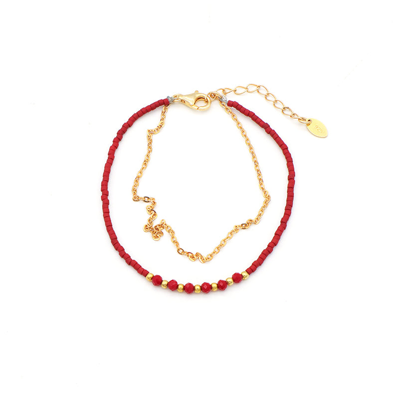 Multi Color Handmade 925 sterling silver Glass crystal Miyuki beads Bracelet adjustable Double layer Gold Plated beaded bracelet