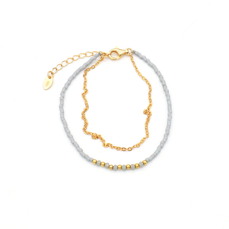 Multi Color Handmade 925 sterling silver Glass crystal Miyuki beads Bracelet adjustable Double layer Gold Plated beaded bracelet