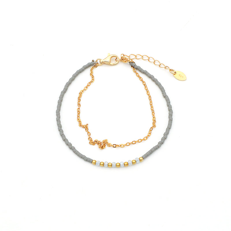 Multi Color Handmade 925 sterling silver Glass crystal Miyuki beads Bracelet adjustable Double layer Gold Plated beaded bracelet