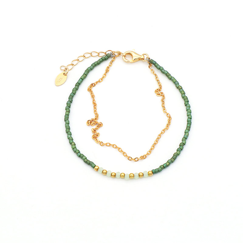 Multi Color Handmade 925 sterling silver Glass crystal Miyuki beads Bracelet adjustable Double layer Gold Plated beaded bracelet