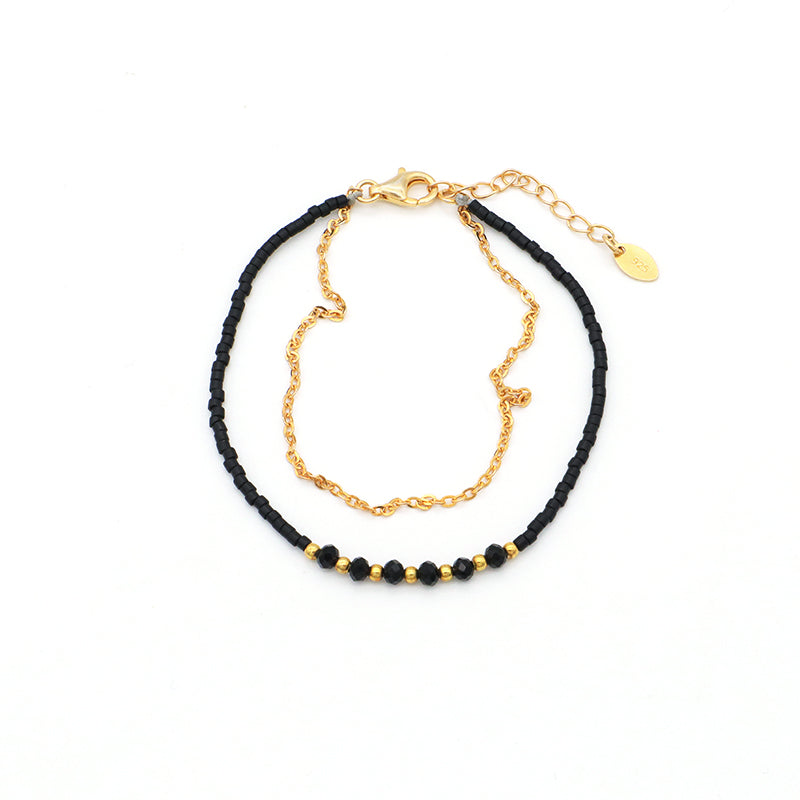 Multi Color Handmade 925 sterling silver Glass crystal Miyuki beads Bracelet adjustable Double layer Gold Plated beaded bracelet