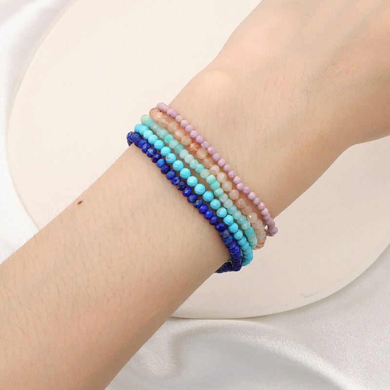 Wholesale Handmade Women Girls Kids OEM Purple Pink Blue Various Natural Stone Bracelets Bangle Jewelry Custom Bead Bracelet