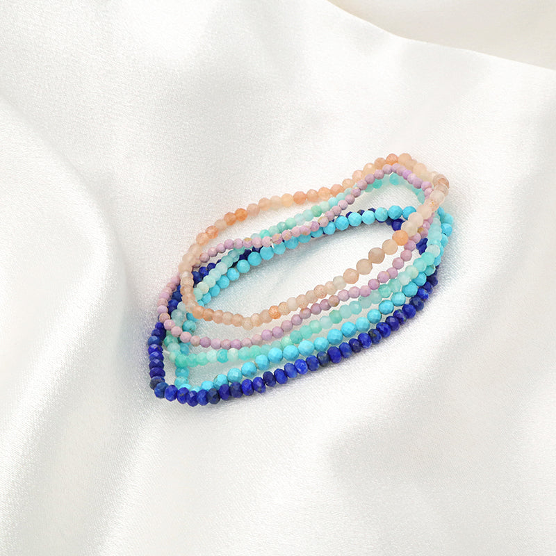 Wholesale Handmade Women Girls Kids OEM Purple Pink Blue Various Natural Stone Bracelets Bangle Jewelry Custom Bead Bracelet