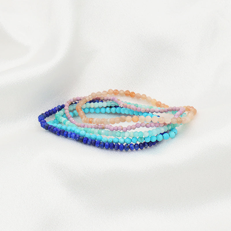 Wholesale Handmade Women Girls Kids OEM Purple Pink Blue Various Natural Stone Bracelets Bangle Jewelry Custom Bead Bracelet