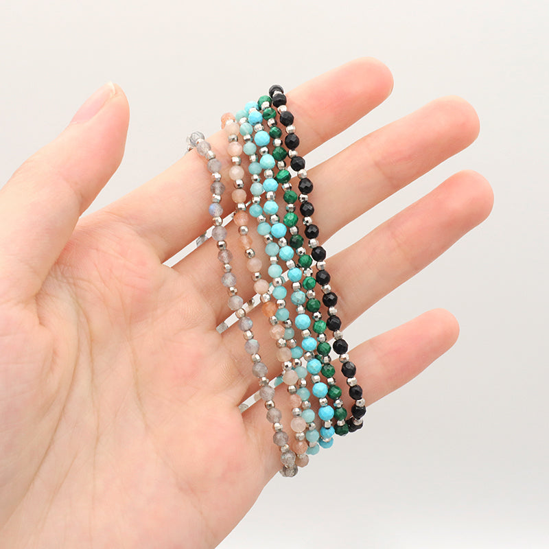 Custom Wholesale Handmade women girls kids OEM Various natural stone Beaded bracelets Bangle 925 silver beads bracelet jewelry