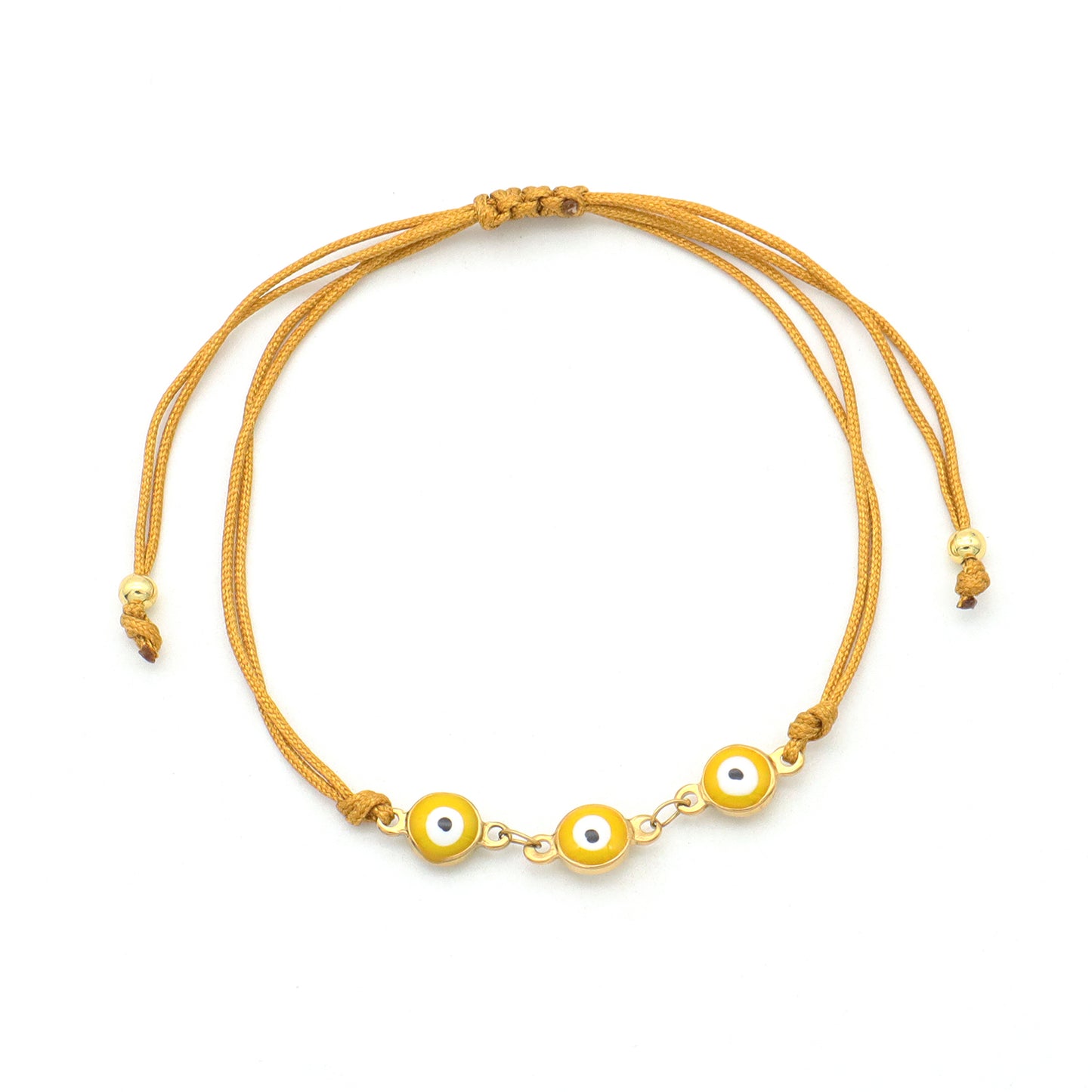 Handmade Customizable 6mm round enamel evil eyes stainless steel bracelet with cotton wire