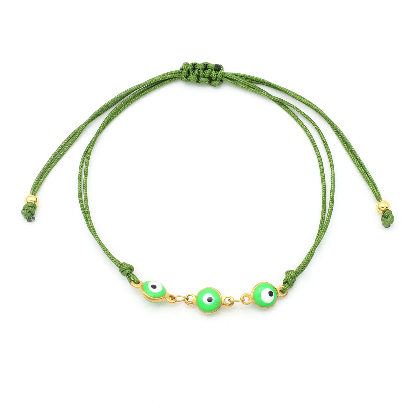 Handmade Customizable 6mm round enamel evil eyes stainless steel bracelet with cotton wire