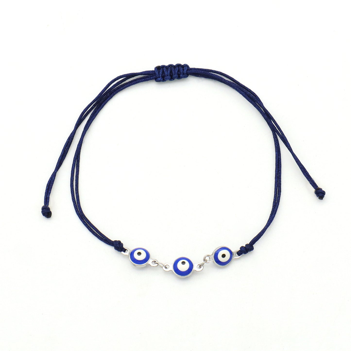 Handmade Customizable 6mm round enamel evil eyes stainless steel bracelet with cotton wire