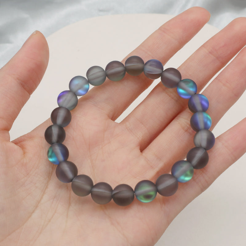 Fashion Women Jewelry China Factory Wholesale Custom OEM Elastic Natural Stone Beads Handmade 8mm Synthetic Moonstone Bracelet