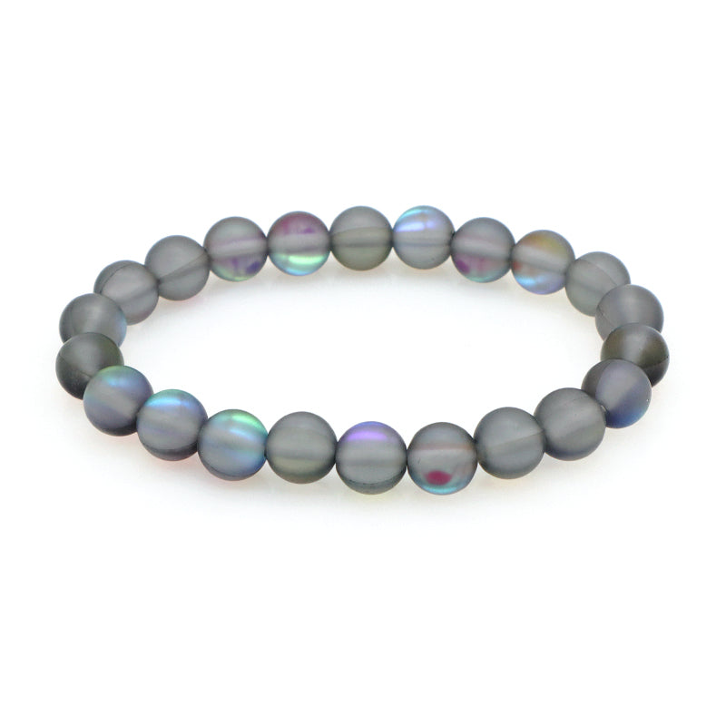 Fashion Women Jewelry China Factory Wholesale Custom OEM Elastic Natural Stone Beads Handmade 8mm Synthetic Moonstone Bracelet