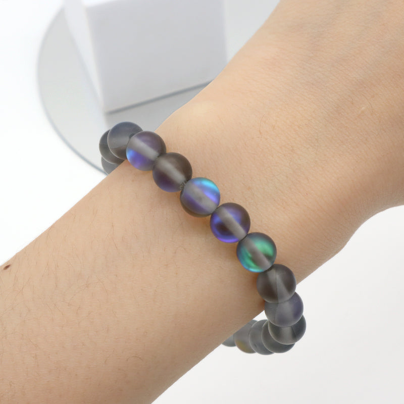 Fashion Women Jewelry China Factory Wholesale Custom OEM Elastic Natural Stone Beads Handmade 8mm Synthetic Moonstone Bracelet