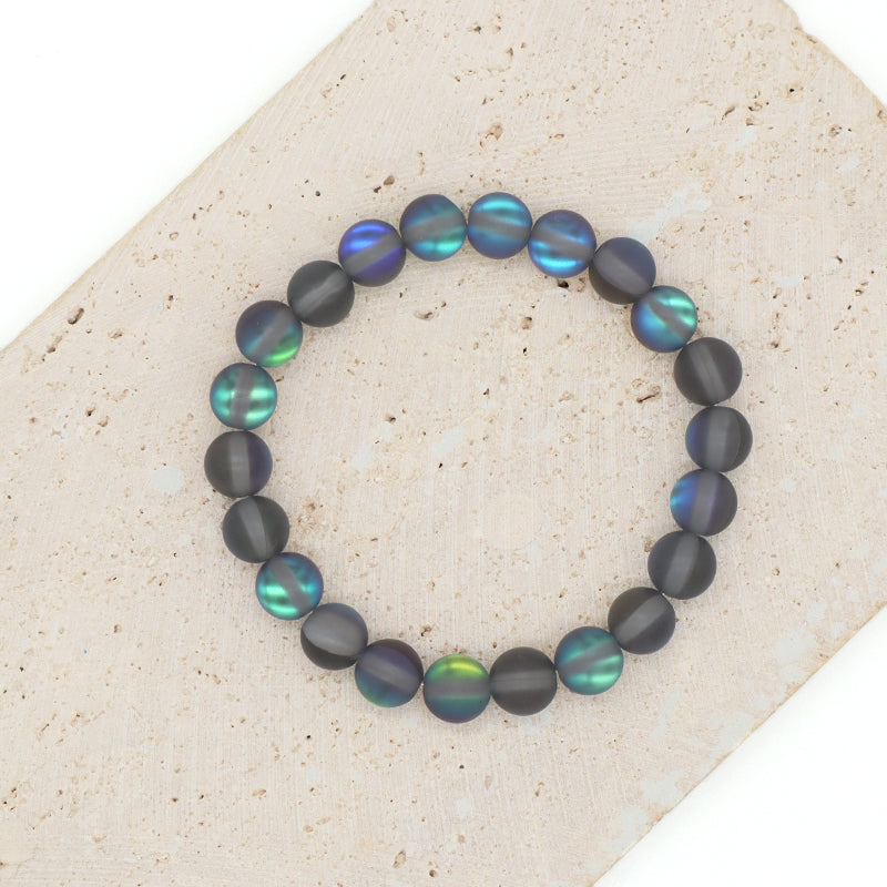 Fashion Women Jewelry China Factory Wholesale Custom OEM Elastic Natural Stone Beads Handmade 8mm Synthetic Moonstone Bracelet