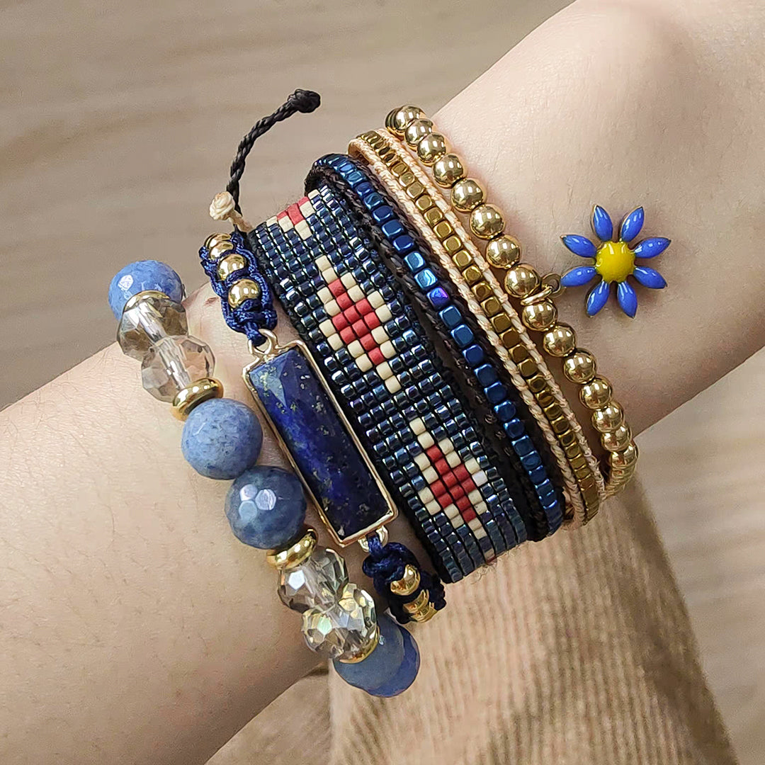 Manufacture Adjustable 4mm Brass Beads Woven Bracelet Factory Custom Women OEM Handmade Gold Plated Natural Stone Charm Bracelet