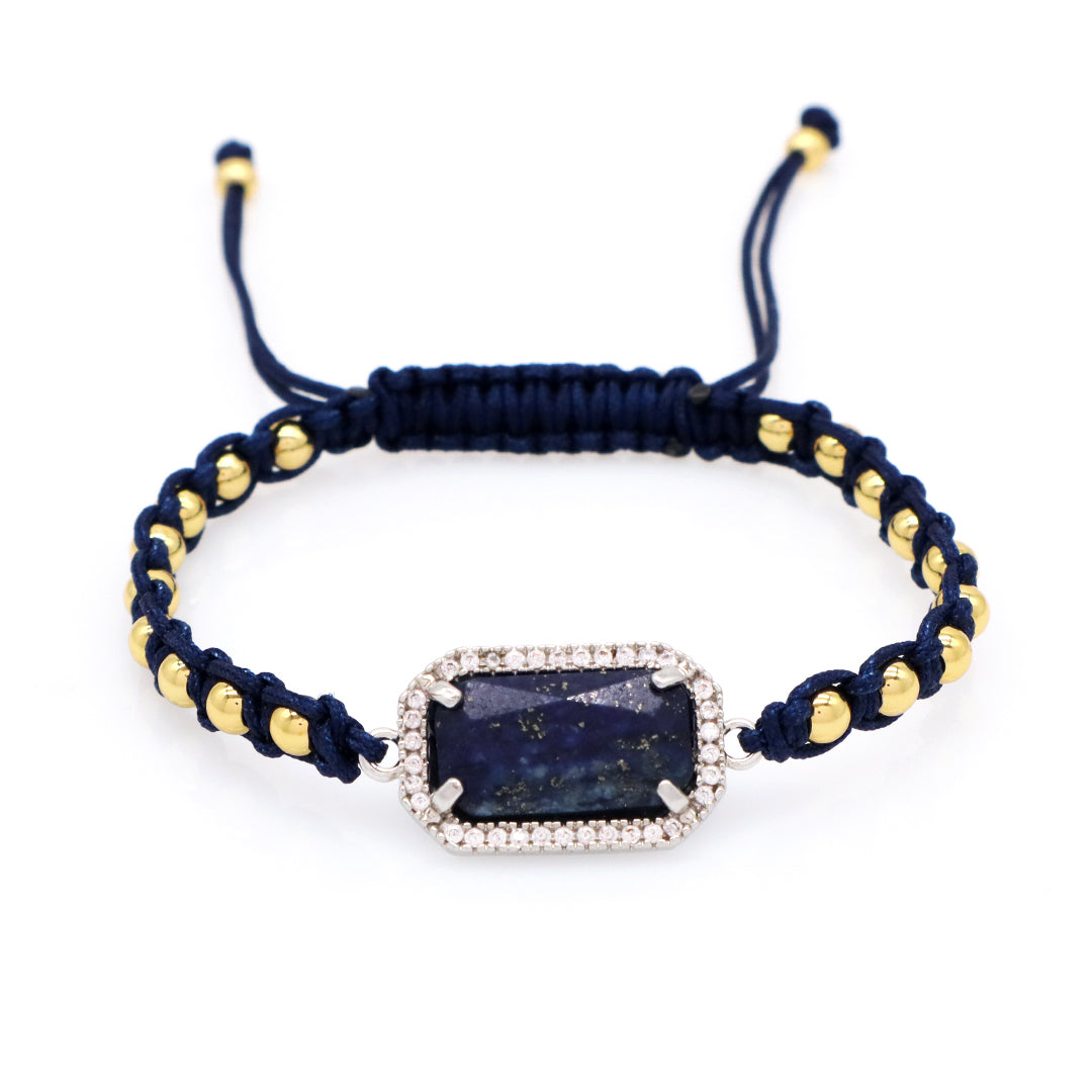 Manufacture Adjustable 4mm Brass Beads Woven Bracelet Factory Custom Women OEM Handmade Gold Plated Natural Stone Charm Bracelet