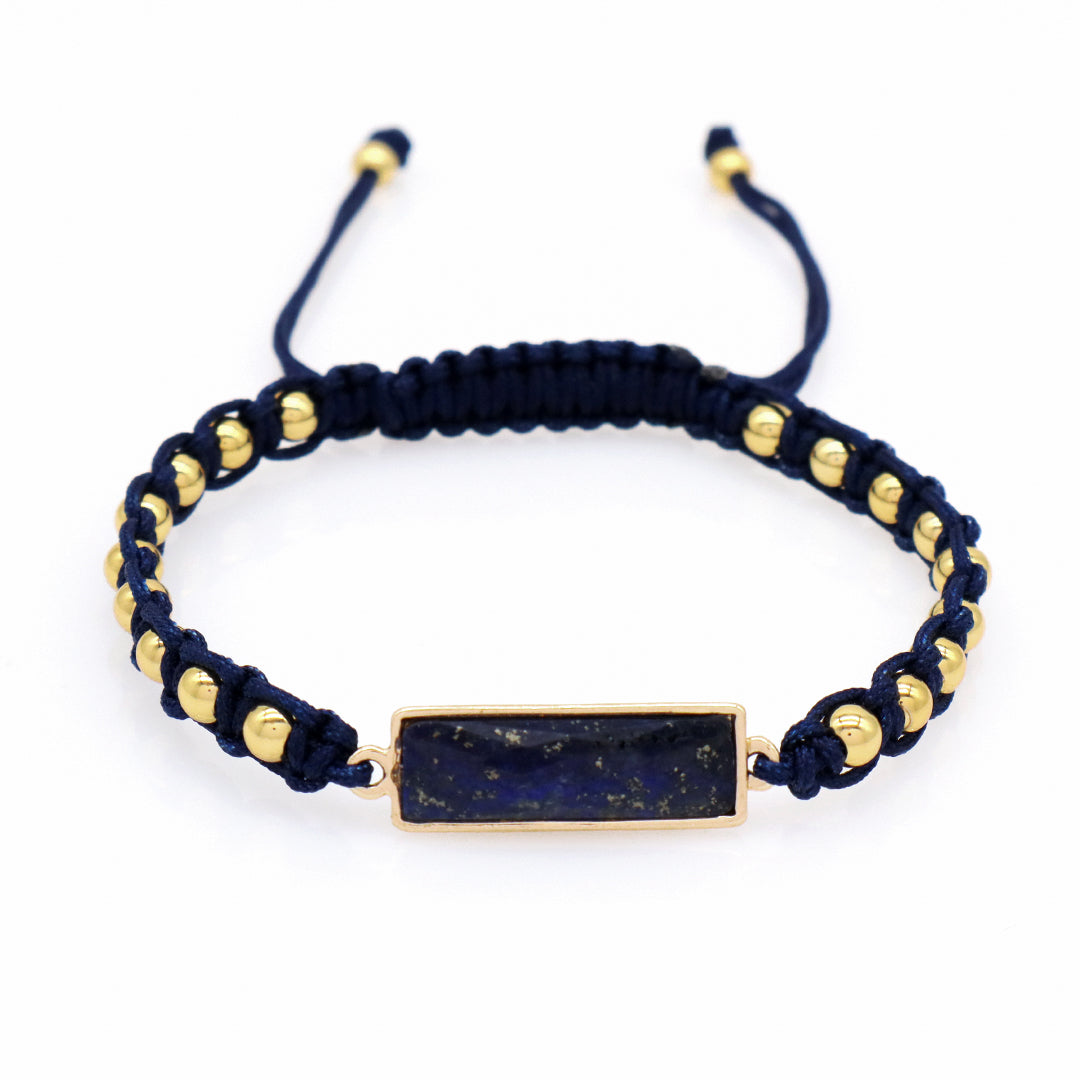 Manufacture Adjustable 4mm Brass Beads Woven Bracelet Factory Custom Women OEM Handmade Gold Plated Natural Stone Charm Bracelet