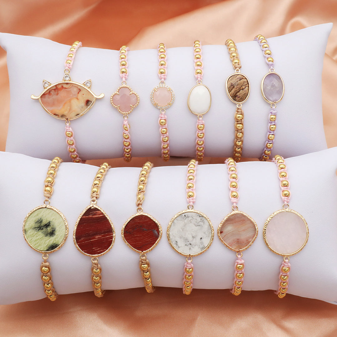 Handmade Natural Stone Bracelet Necklace Valentine Day Gift set Jewelry Wholesale OEM Customized Factory Manufacture Jewelry Set