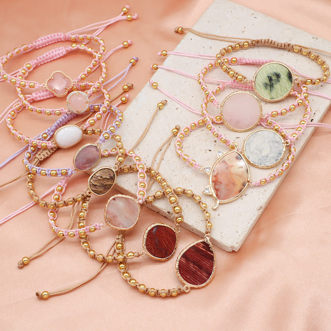 Handmade Natural Stone Bracelet Necklace Valentine Day Gift set Jewelry Wholesale OEM Customized Factory Manufacture Jewelry Set