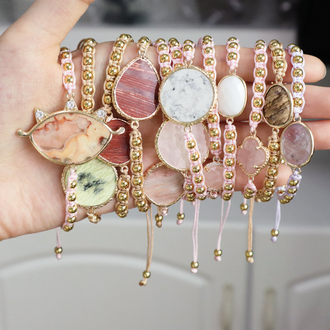 Handmade Natural Stone Bracelet Necklace Valentine Day Gift set Jewelry Wholesale OEM Customized Factory Manufacture Jewelry Set