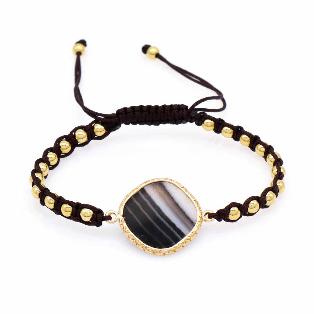 Custom Factory Blue Handmade Woven Friendship Gold plated 4mm Beaded OEM Natural Stone Charm bracelets for women jewelry beads